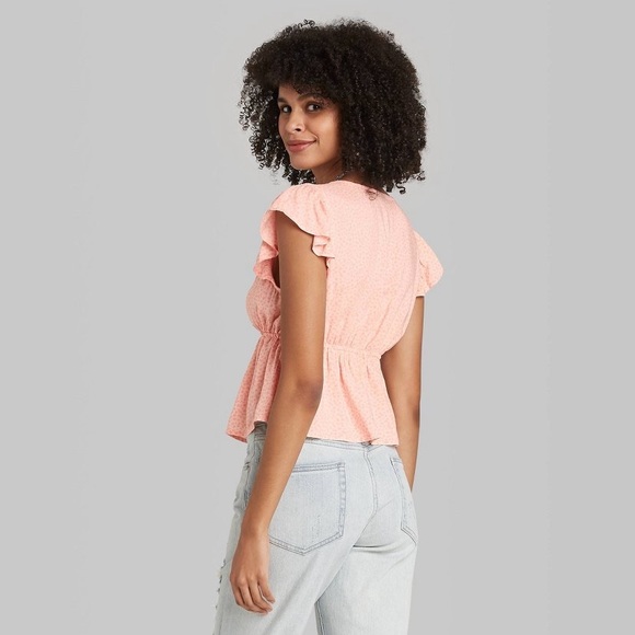 NWOT Wild Fable Flutter Tie Front V-neck top. - Picture 3 of 8